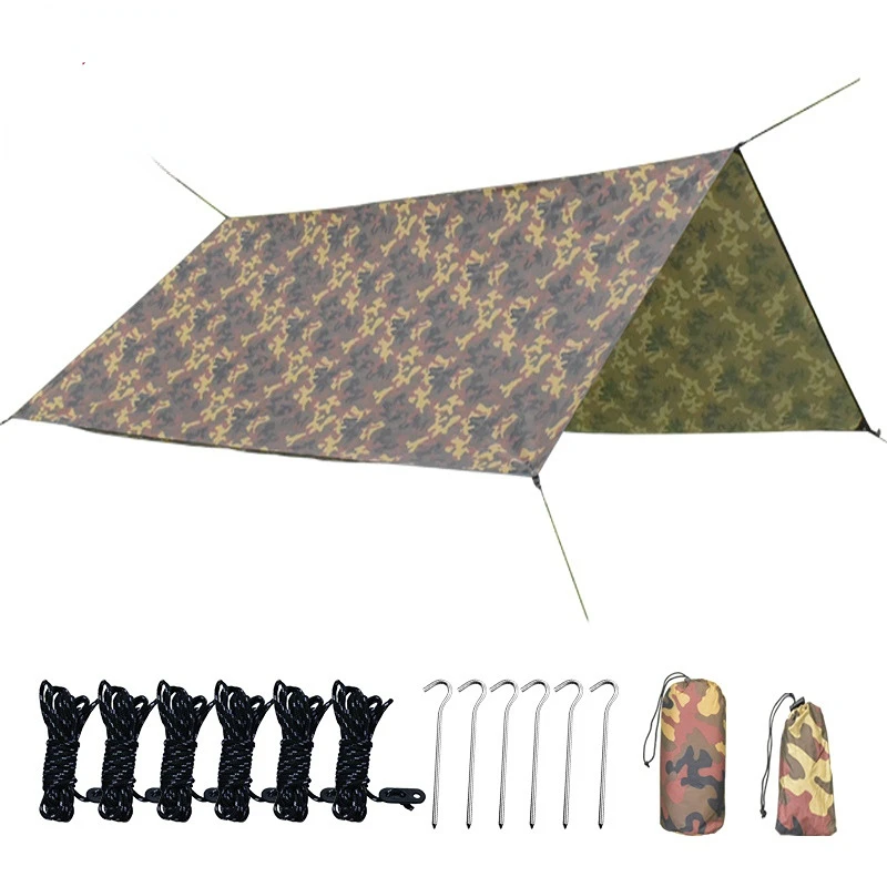 

3*3m Ultralight Camping Tarp Sun Shelter Tent Large Rain Car Tarpaulin Waterproof Cover Nylon Camouflage Awning Sun Shade