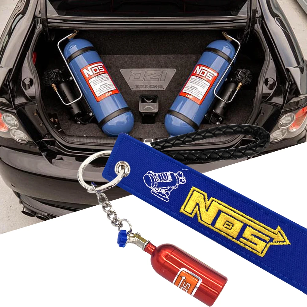 

Red NOS Nitrous Oxide Bottle Aluminum Alloy Creative Turbo Key Chain Keychain Keyring Stash Pill Box Storage