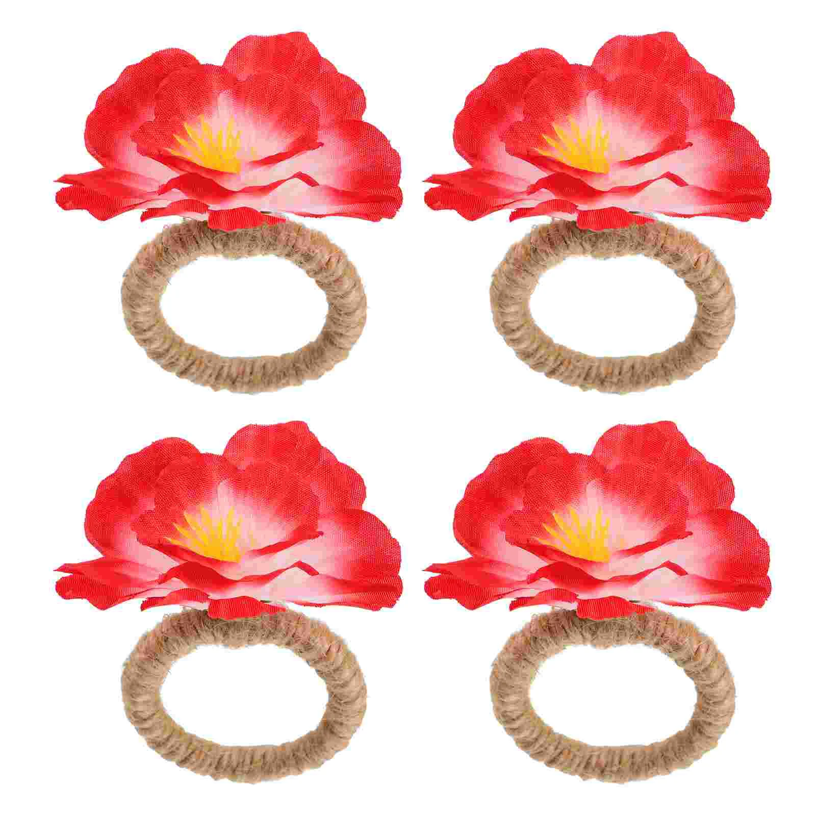 

4Pcs Flower Shaped Napkin Buckles Decorative Napkin Rings Tableware Accessories