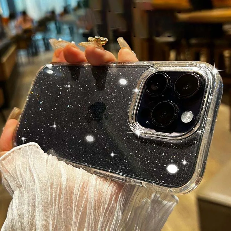 

Luxury Bling Glitter Clear Case For iPhone 14 13 12 11 Pro Max Mini X XR XS 7 8 Plus SE 2022 Transprent Acrylic Shockproof Cover