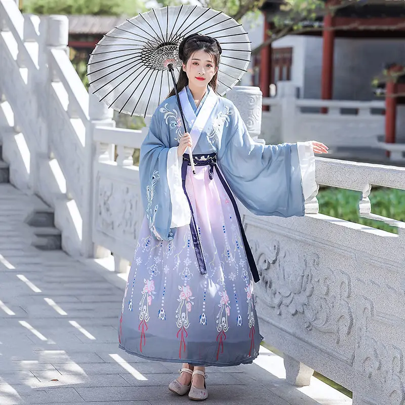 

Женский костюм Hanfu, костюм для взрослых и студентов в китайском стиле, повседневный костюм-саронг в китайском стиле, костюм для косплея