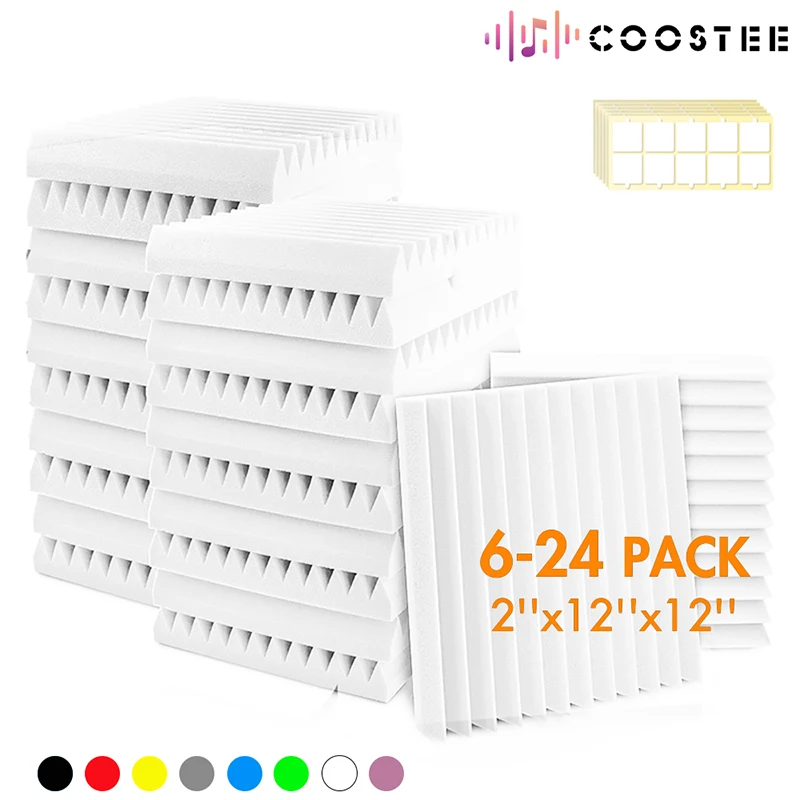 

House Isolation 6/12/24 Pcs Studio Acoustic Soundproof Foam Panels Noise Insulation Absorbing Sponge Pad For Wall Soundproof