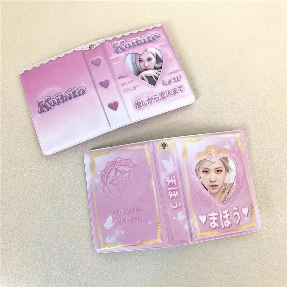 

Girl love star bear 3 Inch Kpop Photo Album Card Idol Card Binder Photo Album Hollow 40 Pockets Name Card Book Photocard