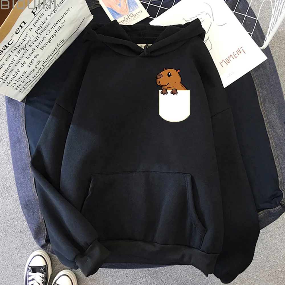 

Cute Capybara In The Pocket Hoodies Cartoon Graphic Sweatshirt Long Sleeves Top Y2k Sudadera Men Pullover Winter Clothes Women