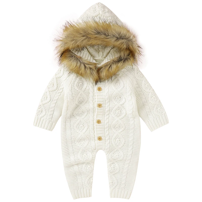 

Детский трикотажный комбинезон с капюшоном, с меховым воротником