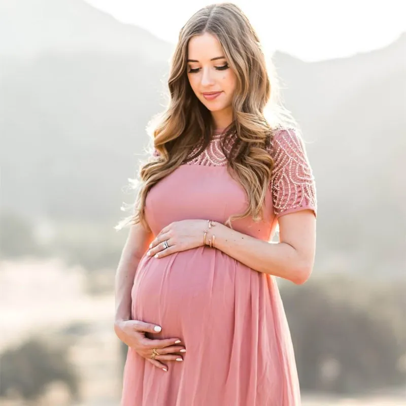New 2022 Maternity Lace Dress Women Clothes Photography Props Elegant Pregnant Dress Female Long Dress Pregnancy Photo Shoot