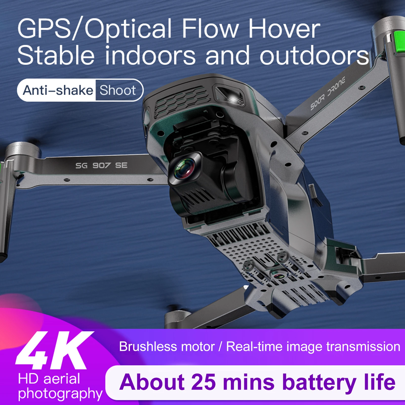 

Gps 2.4ghz 4ch Foldable Drone Aerial Photography Fpv Drone Brushless Motor Remote Control Drone Headless Mode for Kids Beginners