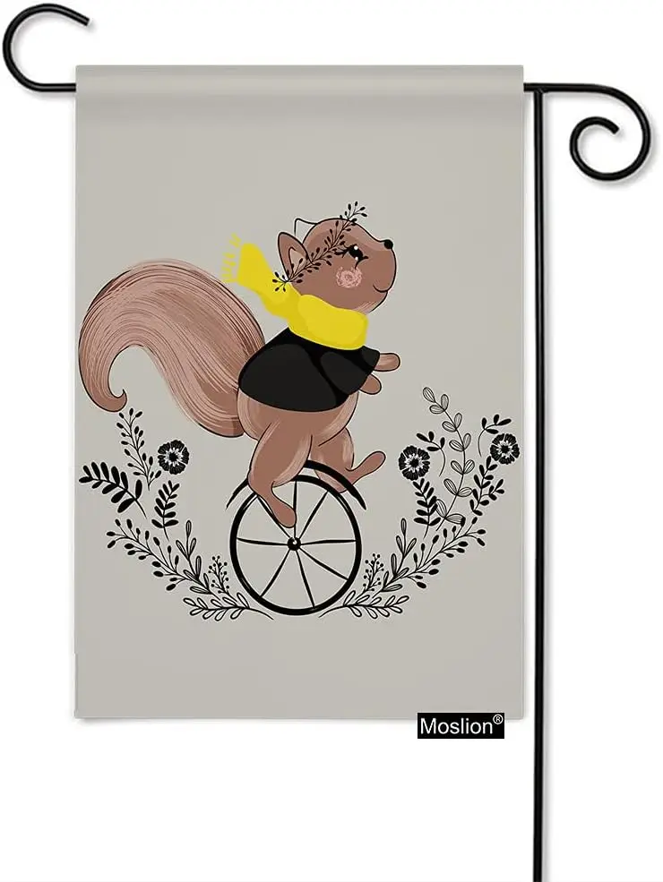 Moslion белка Садовый флаг 12 5x18 дюймов богемные животные белки на велосипедных