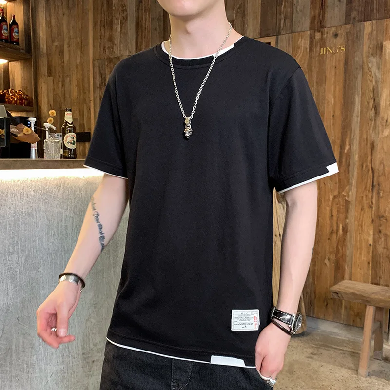 

Футболка мужская с коротким рукавом, хлопковый топ свободного покроя, Повседневная рубашка с коротким рукавом, лето 2021