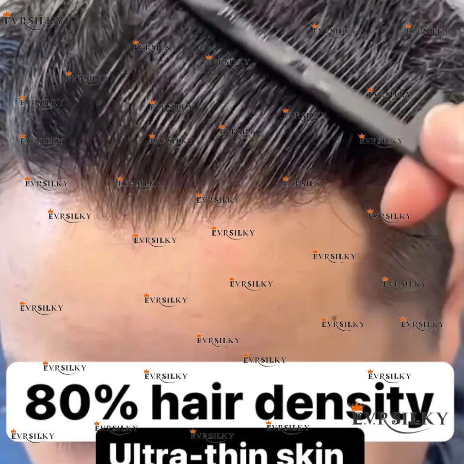 80% Плотность Натуральная линия волос 0 02 мм Full HD Поли Тонкая кожа Серый # 210 1B80 1B65