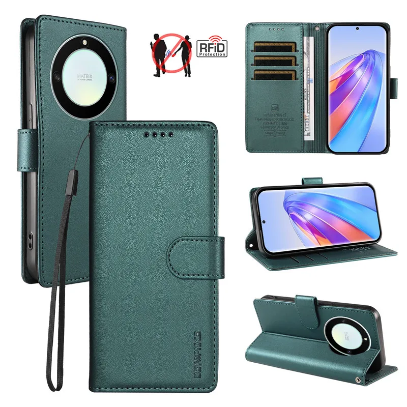 Фото Противоугонный кожаный чехол-кошелек для Huawei Honor Magic 8 7 6 5 X5C X6C X7C X8C X9C Smart Lite Plus 5G, чехол для телефона с отделениями для карт №5