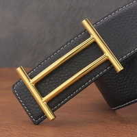 high quality 3 8cm wide copper slide buckle belt mens designer full grain leather luxury black belt brand fashion