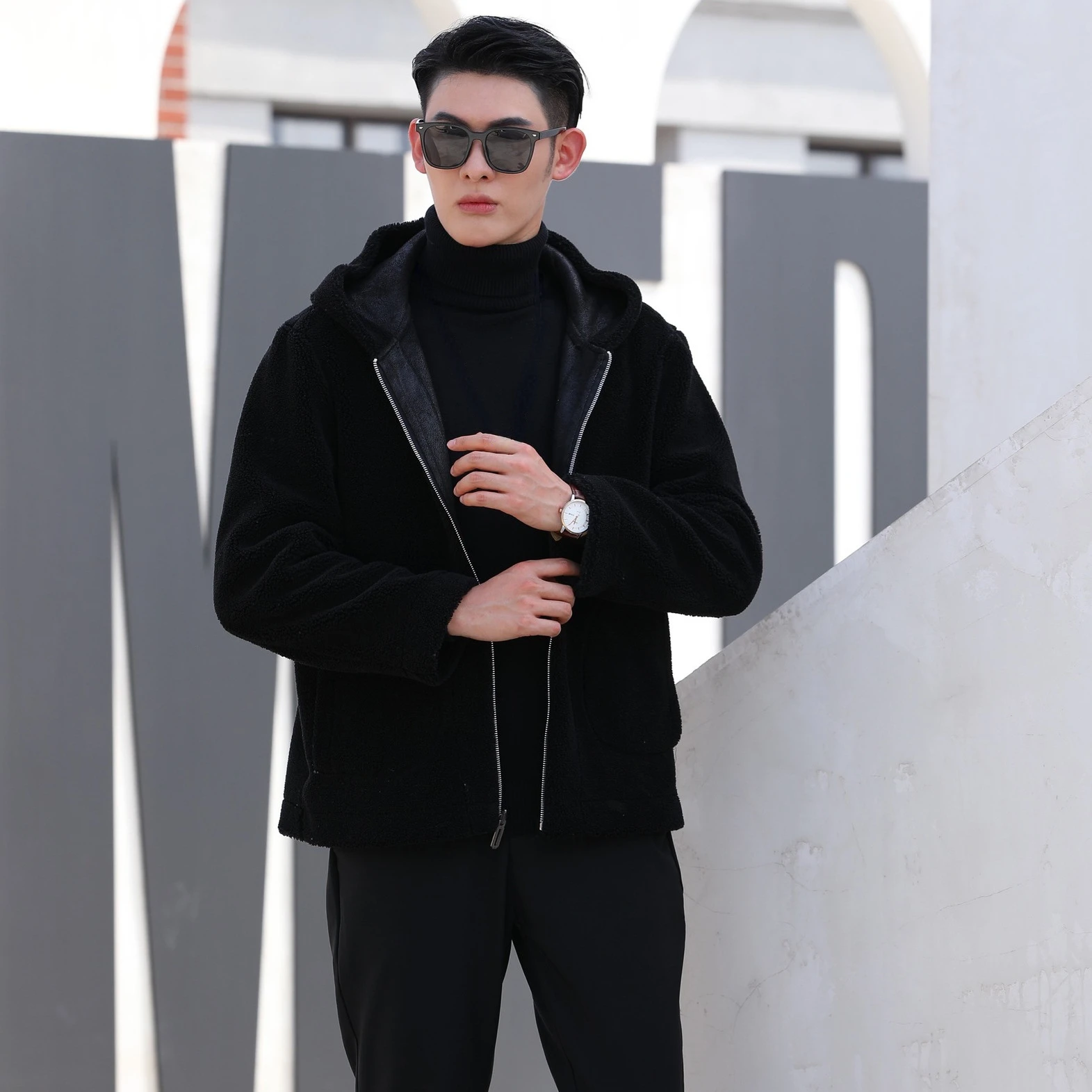 Men Faux Leather Jacket Plus Size Faux Fur Thick Brown Double Sided Casual Outerwear Male PU Leather Hooded Jacket Oversize 4xl