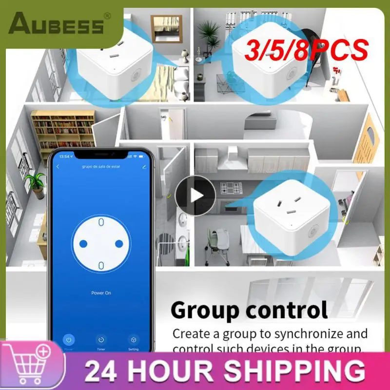 

3/5/8PCS Au Mini Socket Timing Function Voice Control Power Outlet Work With Alexa Google Home For Tuya Smart Life App
