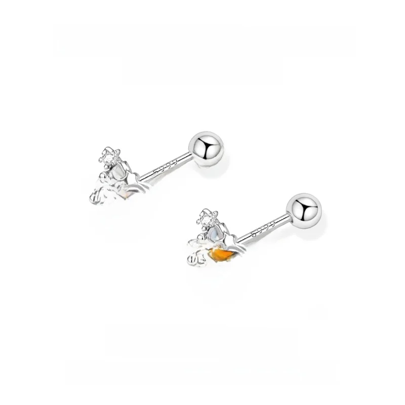 Серьги-гвоздики из стерлингового серебра 999 пробы с пятиконечной звездой женские