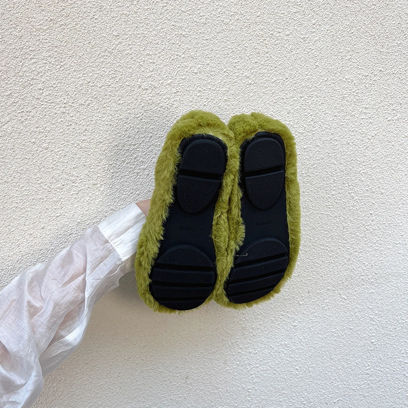Bowknot Sweet Fluffy Shoes Female Fall and Winter Outer Wear Warm Doug Single-Layer Shoes