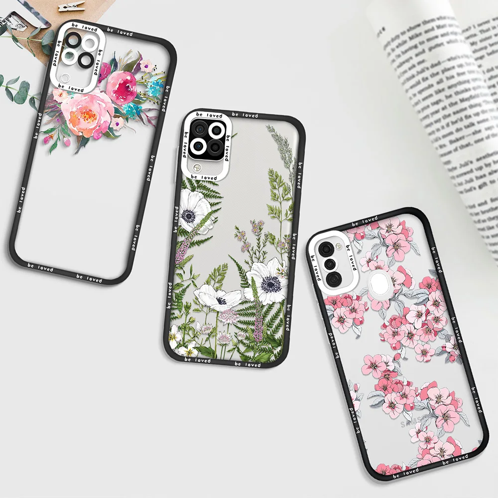 

Vintage Flower Floral Phone Case for Samsung A72 S22 Plus S22Ultra A11 A12 A71 A21S A32 4G A52 A52S A53 5G Shockproof Soft Cover