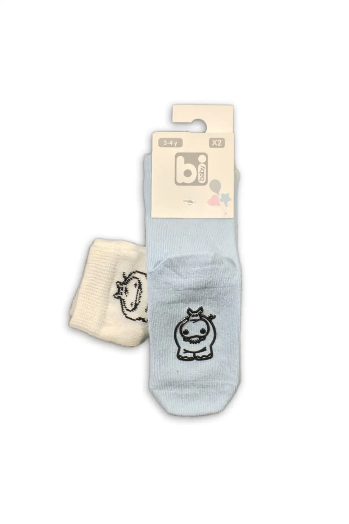 

2-piece Zoo non-slip socks blue-ecru-waterproof