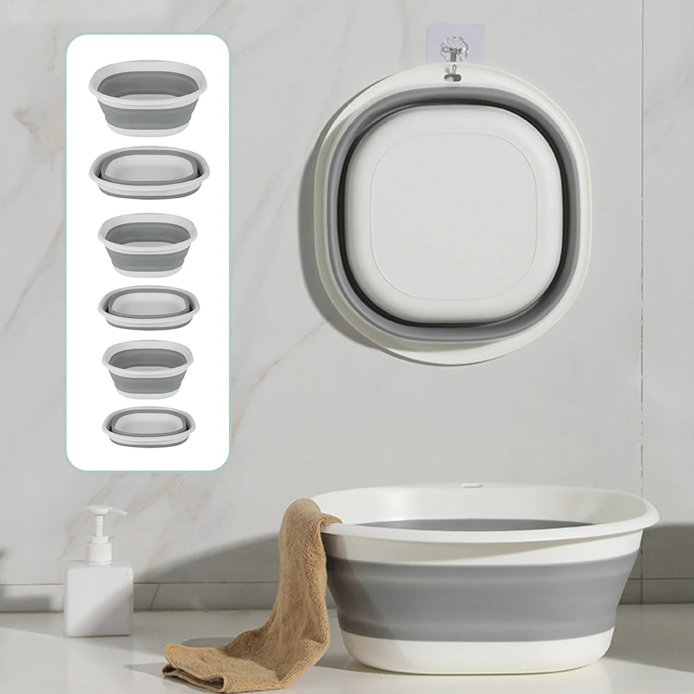 

Plastic Folding Basins Portable Wash Basins Folding Laundry Tub Bathroom Kitchen AccessoriesTravel Folding Wash Basin Two Models