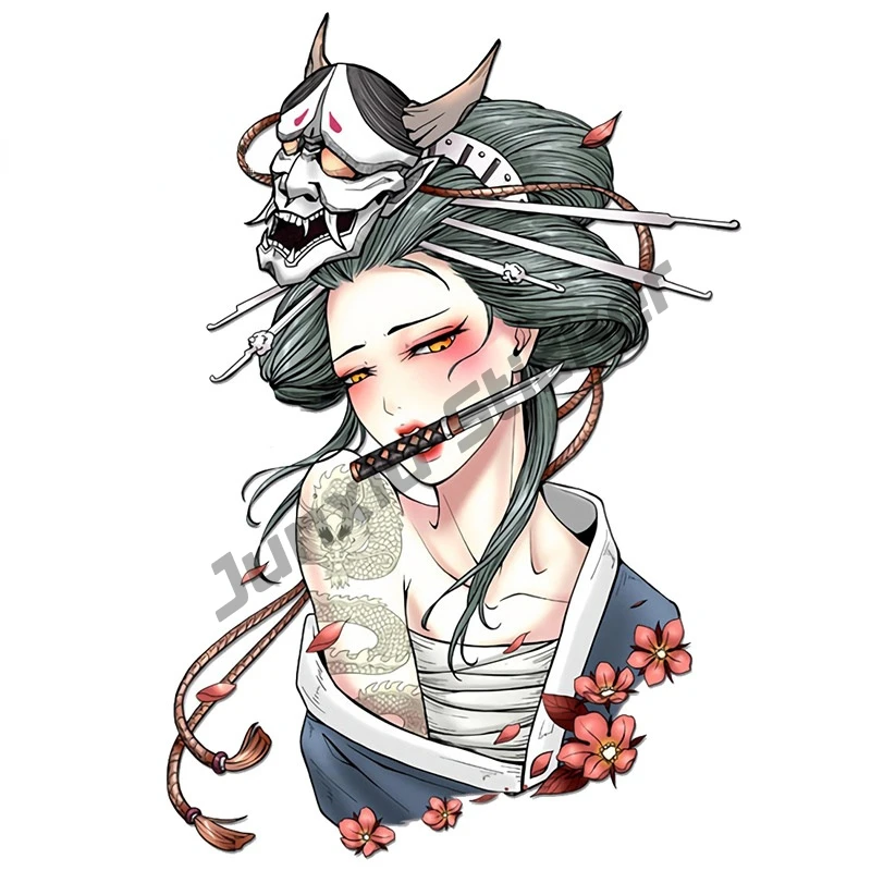 

Автомобильная наклейка для креативных самурайских наклеек, японский женский самурай, водонепроницаемая забавная наклейка, наклейки для мотоцикла, грузовика, кемпера