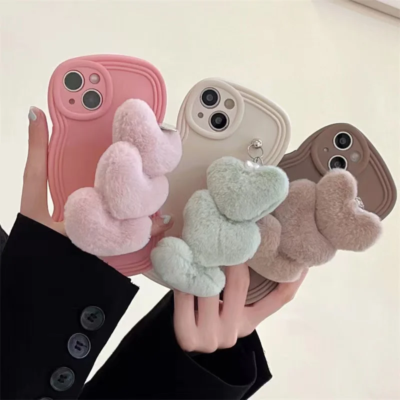 

Lovely Pink Fur Case For iPhone 11 11Pro Max 12 12Pro Shockproof Cover 13 13Pro Max 14 Plus 14Pro Max Cover