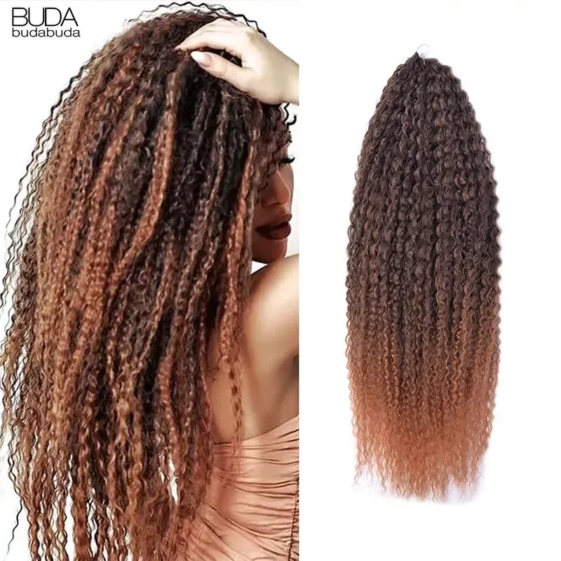 

Synthetic Afro Kinky Curly Crochet Braids Hair Soft Ombre Braiding Hair Extensions Marly Hair For Women Brown 613 Hair Budabuda