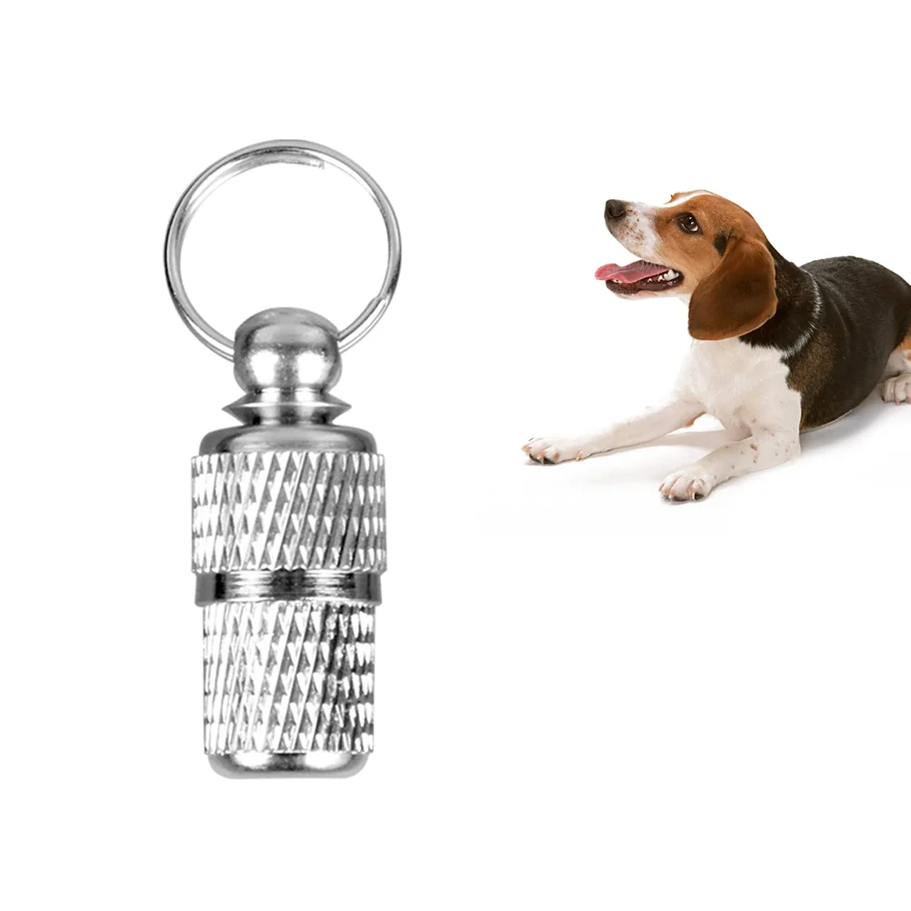 

2pcs Pet ID Name Address Label Tag Storage Barrel Tube For Cat And Dog (Silver)
