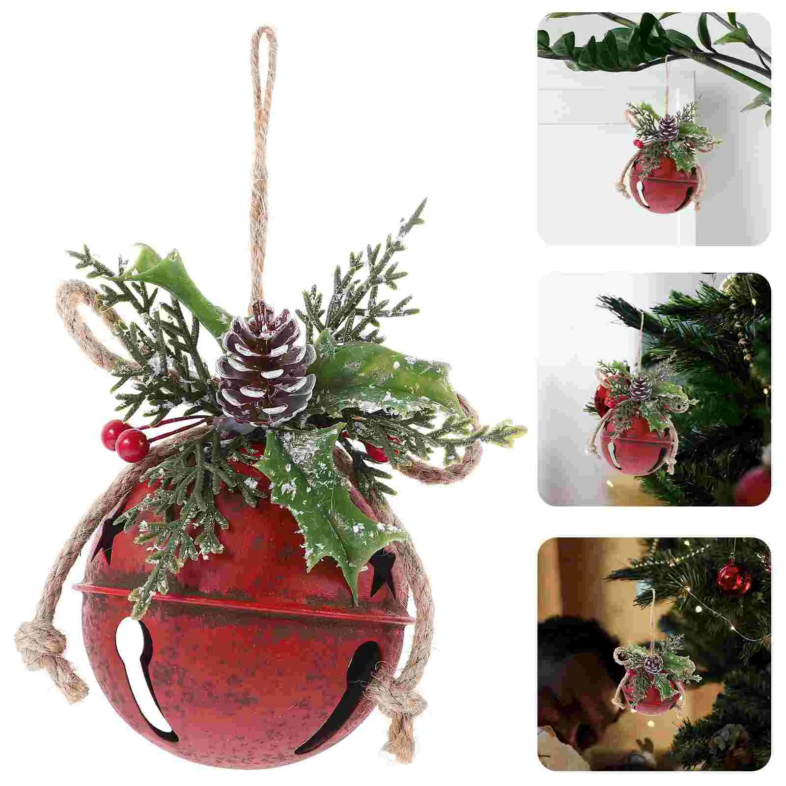 

Delicate Xmas Berry Bell Christmas Style Adornments Decorative Metal Hanging Decors Retro