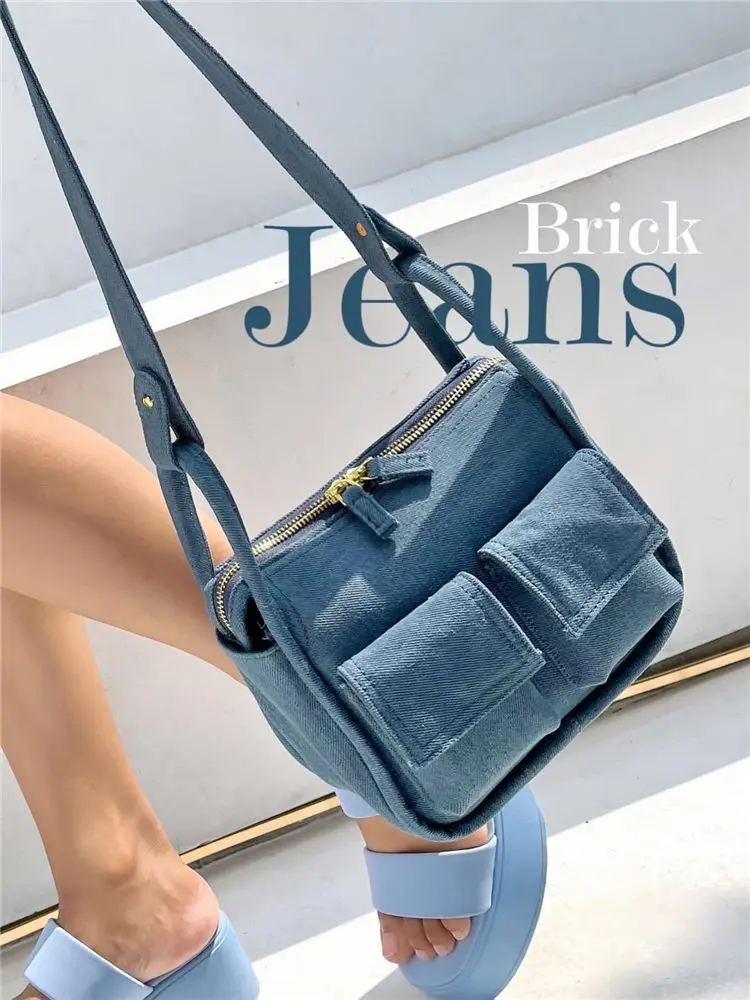 

Denim Women's Bag 2023 New Canvas Shoulder Bag Fashion Commuter Oblique Straddle Bag Retro Underarm Bag Handbag for Women