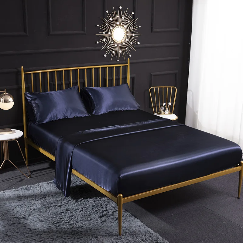 

Bedding Set Deluxe Queen King Bed Sheet Set Single Double Satin Sheet Set 4 Piece Sheets and Pillowcases