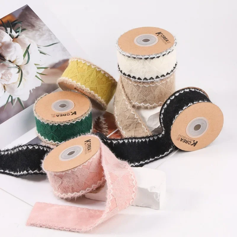 10/50 ярдов 25 мм 38 кружевные флоковые ленты с принтом бутонов и краями крючком для