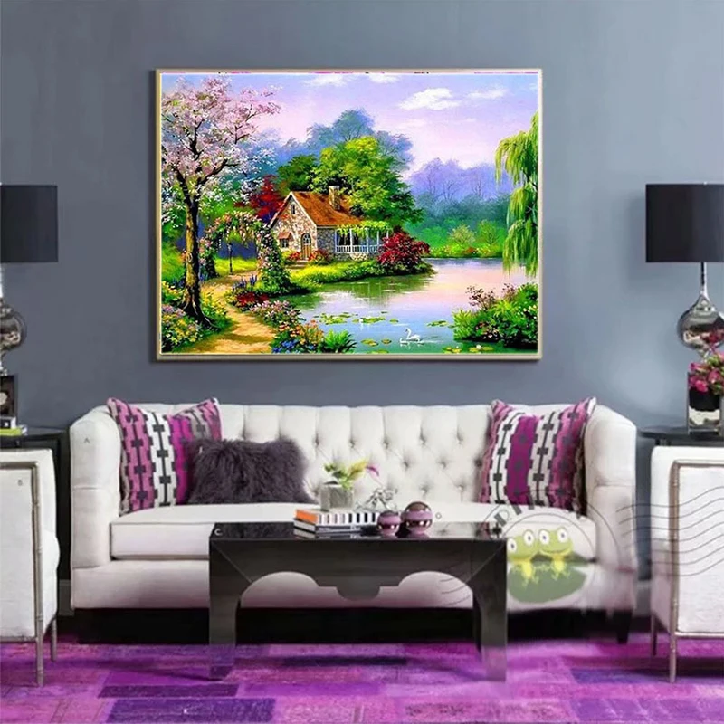 Набор для алмазной живописи 5D сделай сам творчества Водопад с круглыми стразами