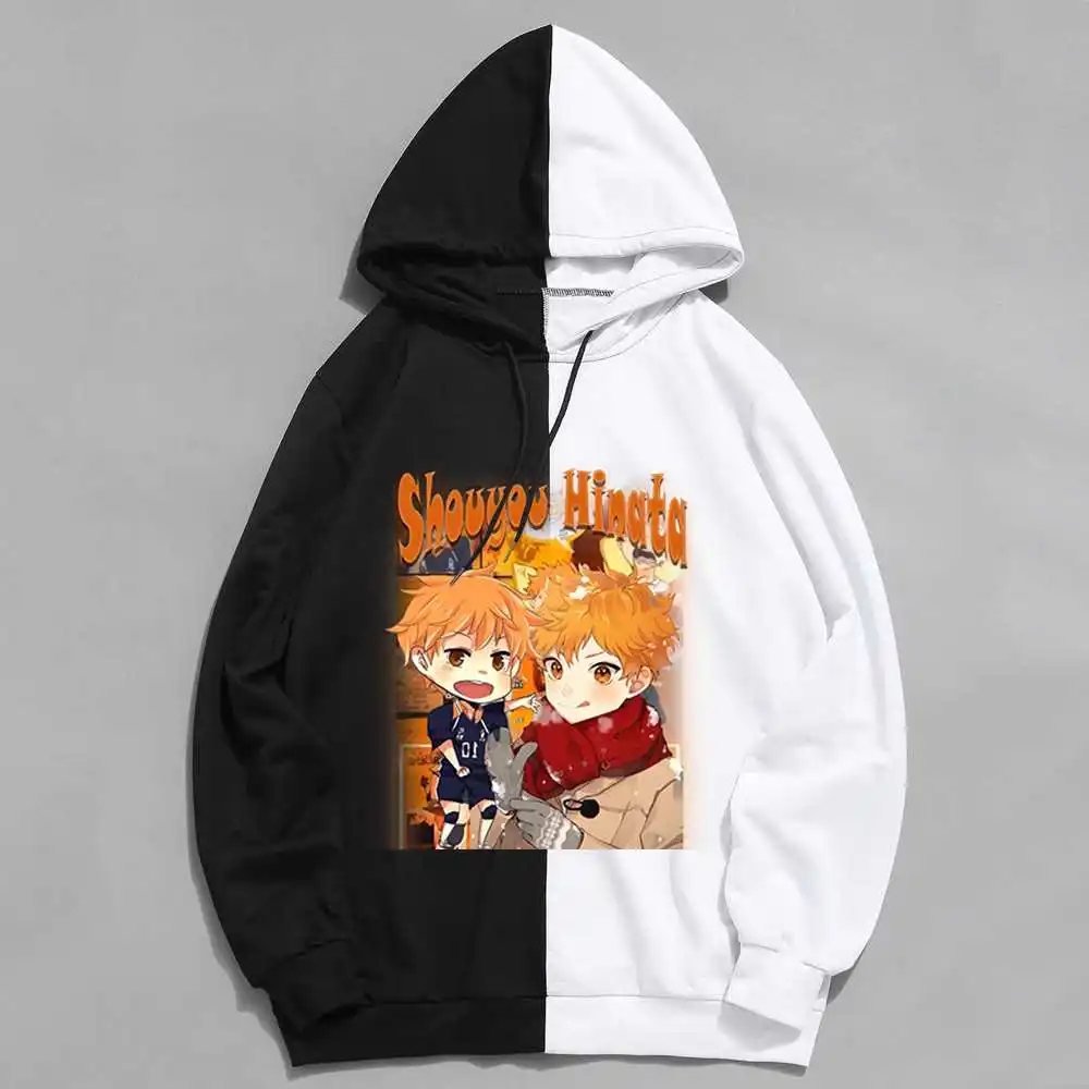 

Haikyuu! Толстовка с японским аниме принтом Shouyou Hinata, Модный свитшот, пуловер для мужчин и женщин, топы, двухцветные толстовки, свитшоты