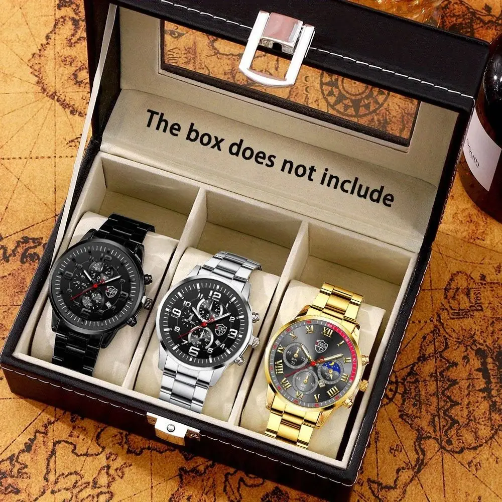 Часы наручные мужские кварцевые золотистые элегантный повседневный комплект из