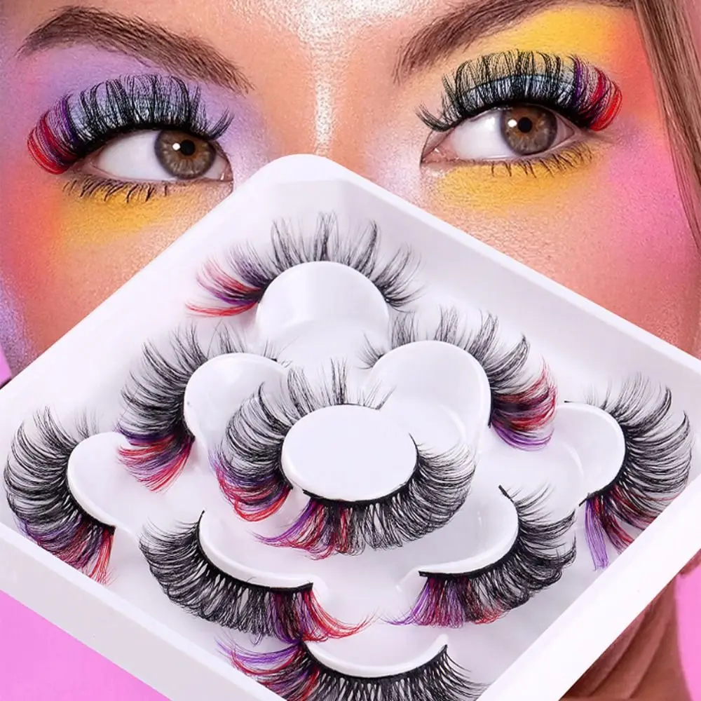 

5Pairs Colorful False Eyelashes 3D Mink Colored DD Curl Fluffy Eyelashes Russian Volumes Natural Thick Fluffy Lashes Extension