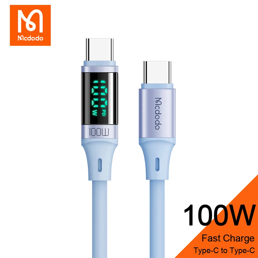 

Mcdodo 100W USB C to Type C Cable 5A PD Digital Display Silicone Gel Cord For Xiaomi Samsung Macbook iPad Data Transmission Wire