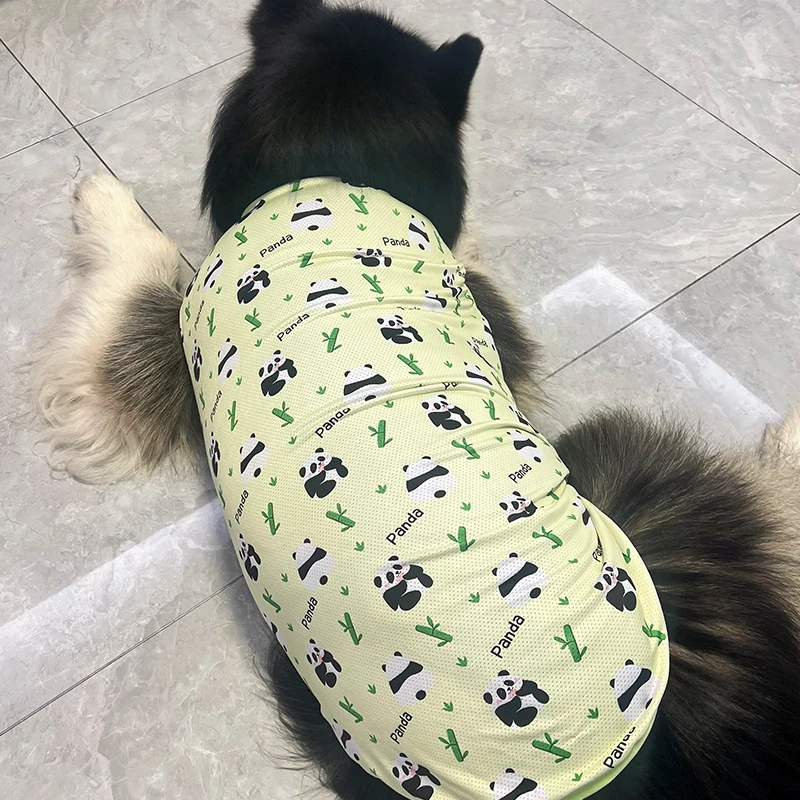 

Summer Big Dog Vest Shiba Inu Samoyed Husky Labrador Golden Retriever Border Collie Large Dog Clothes Cartoon Pet Clothing Shirt