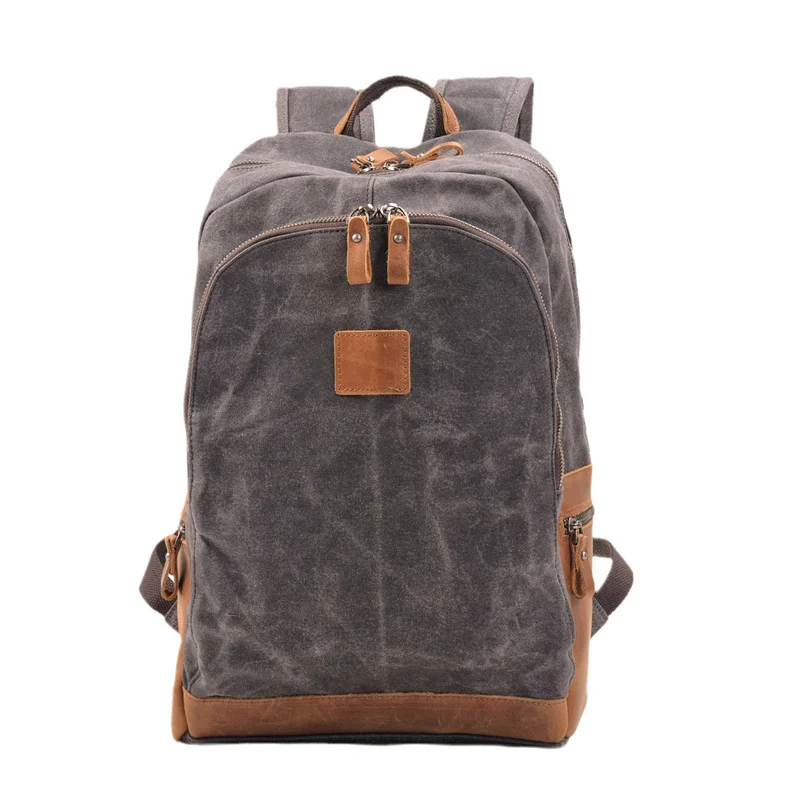 

Waxed rucksack durable stitched cowhide dew outdoor camp backpack women's mountaineering bag