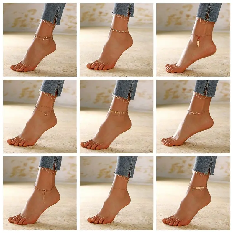 

New Female Bohemian Heart Infinity Summer Anklets For Women Ankle Bracelets Girls Barefoot on Leg Chain Jewelry Gift Accessories