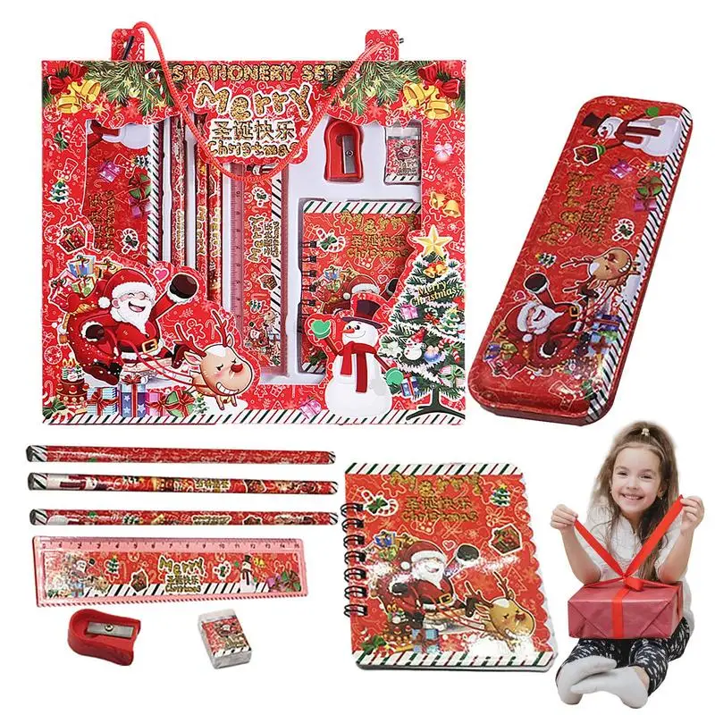 

Christmas Gift Stationery Set Cute Stationary Kit For Kids Cute Stationery Kit With Pencil Sharpener Notebook Pencil Case Pencil
