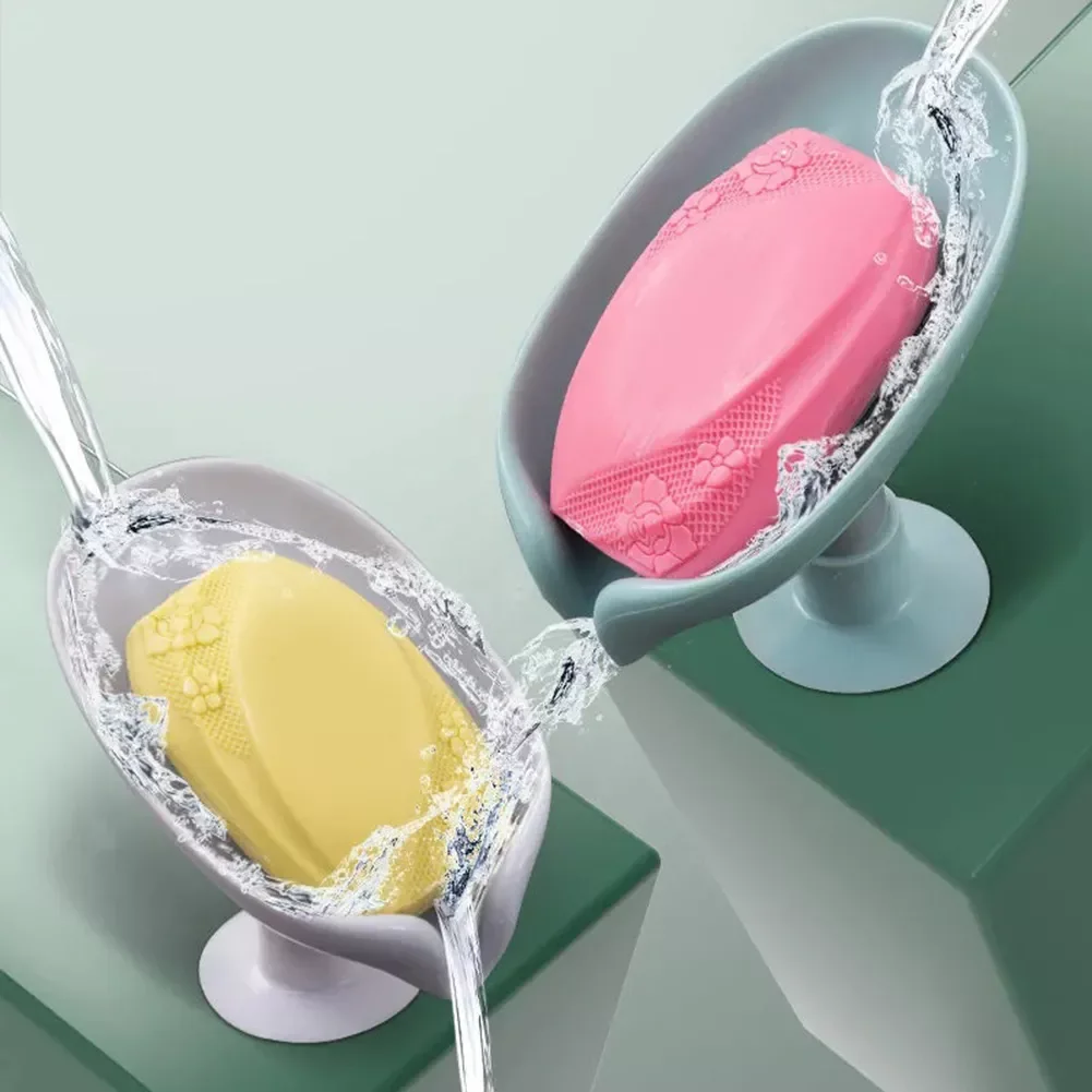 

Leaf Shape Soap Holder Bathroom Shower Storage Box Punch-Free Dish Plate Tray Bathroom Soap Holder Case Supplies Gadgets