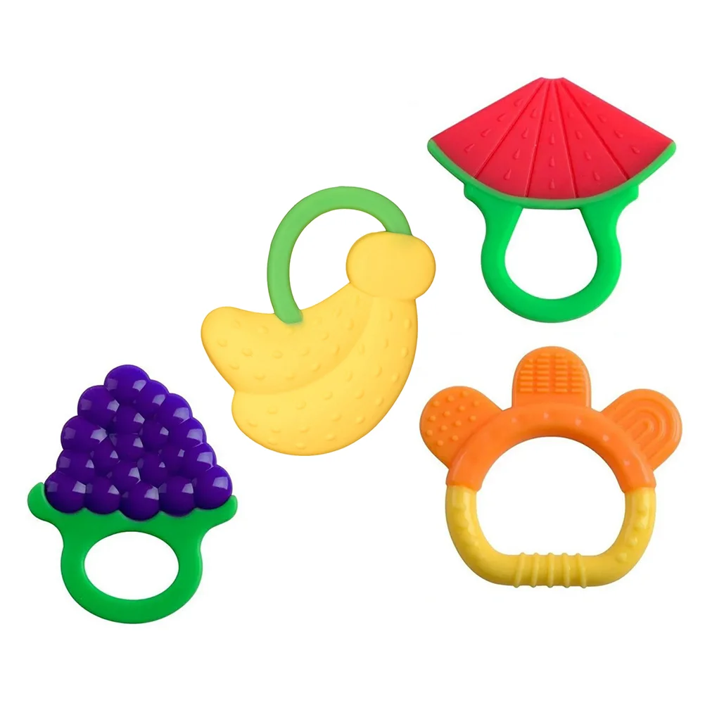 

4PCS Fruit Shape Teething Gum Soothing Gums Easing Pain Tool Babies Gift for Babie Infants Toddlers