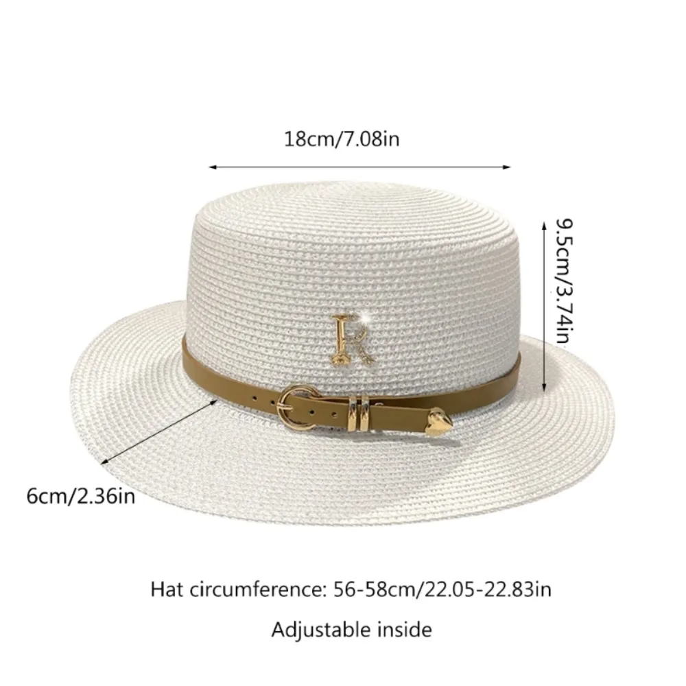 R Fashionable Bucket Hat Sunscreen Hats Fishman Hats Cap Vintage Hat Church Hats Letter Buckle Straw Hat Beach Hat images - 6