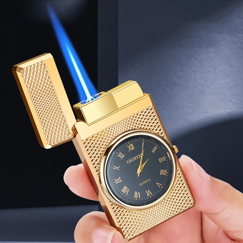 

Jet Gas Lighter Watch Unusual Butane Tube Metal Turbine Windproof Cigar Torch Lighter Smoking Accessories Gadgets for Men Gift
