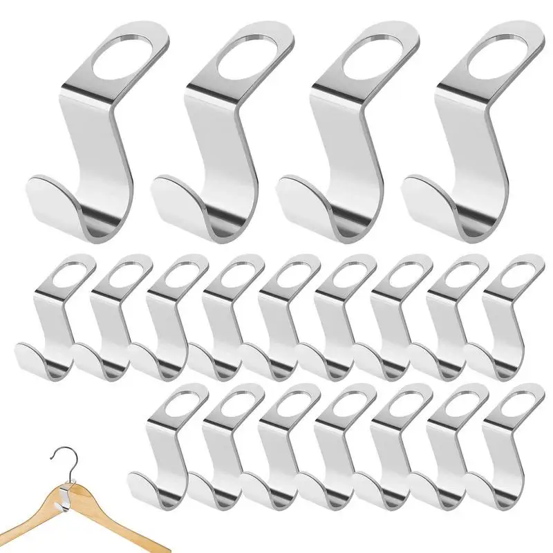 

Hanger Hooks Stainless Steel Hanger Extender Clips Clothes Hanger Connector Hooks Space Saving Closet Organizer Accessory
