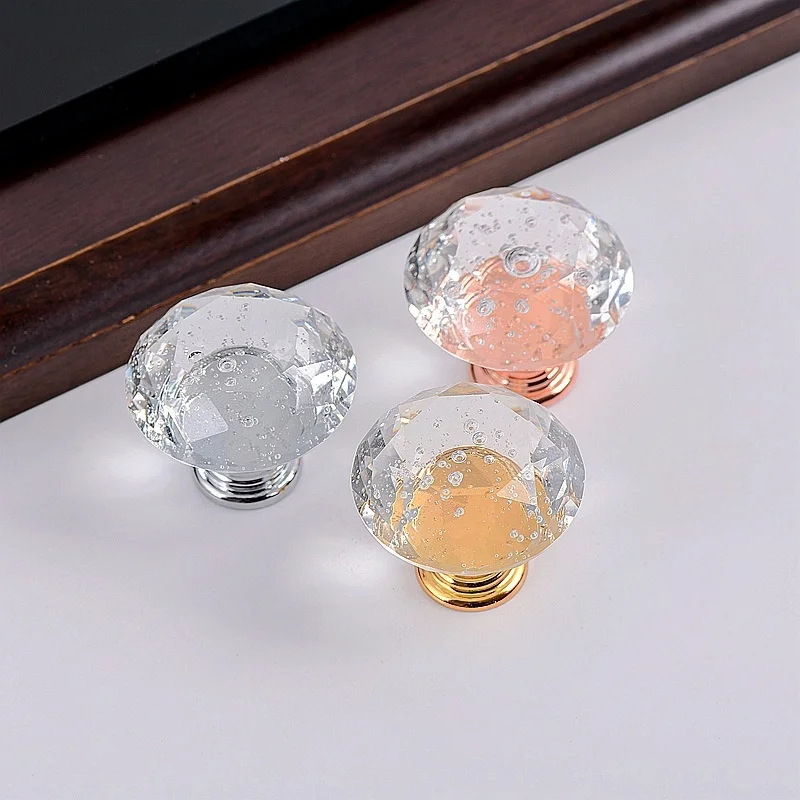 Glass creative raindrop flat drawer cabinet door handle single hole wardrobe clothing store modern simple 30