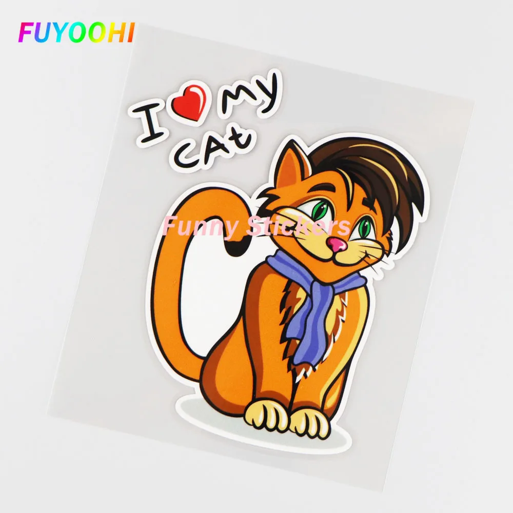 

FUYOOHI Exterior/Protection Funny Stickers I LOVE MY CAT Vinyl Decal Waterproof Decorative Car Sticker Cartoon Animal PVC Decals