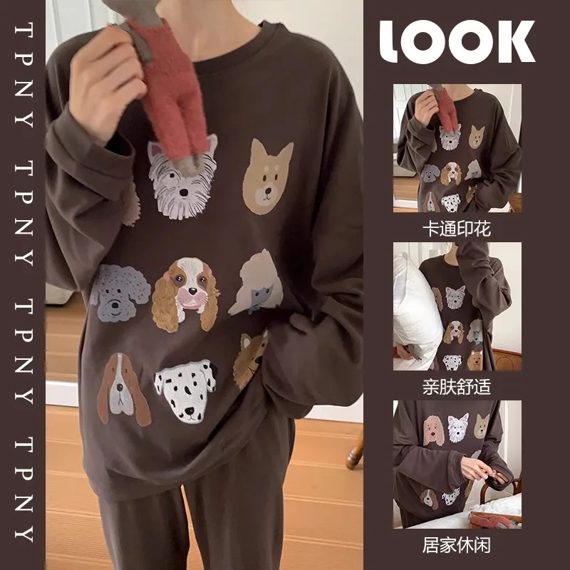 Осенне-зимний пижамный комплект De Rong для женщин теплый домашний костюм с длинным