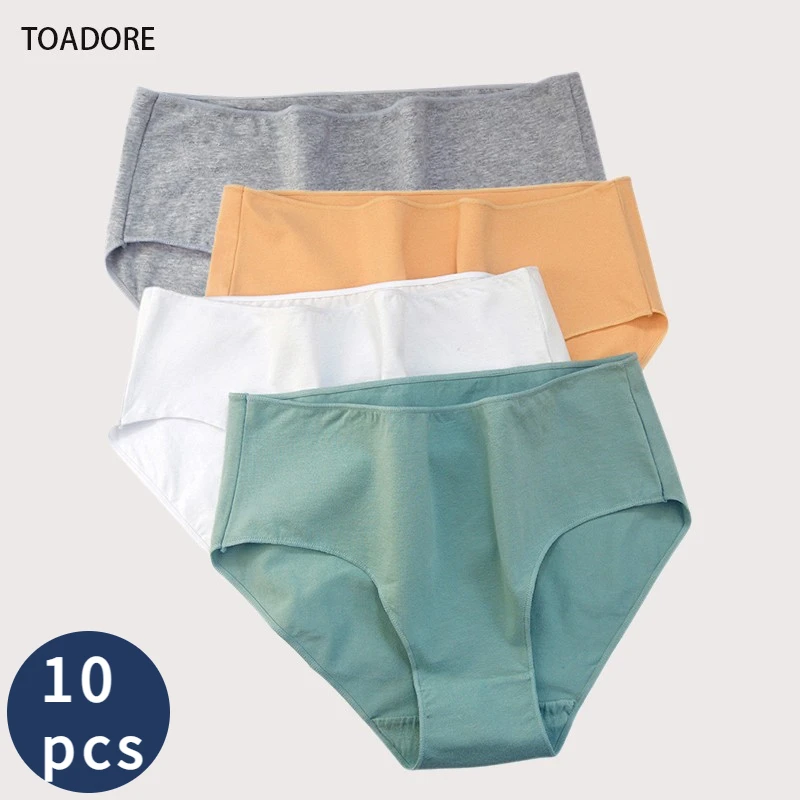 

10 Pcs Lot Panties Women's Cotton Briefs Soft Mid Waist Underwear Femmale Underpants Skin-friendly Culottes Set Bragas XXL XXXL