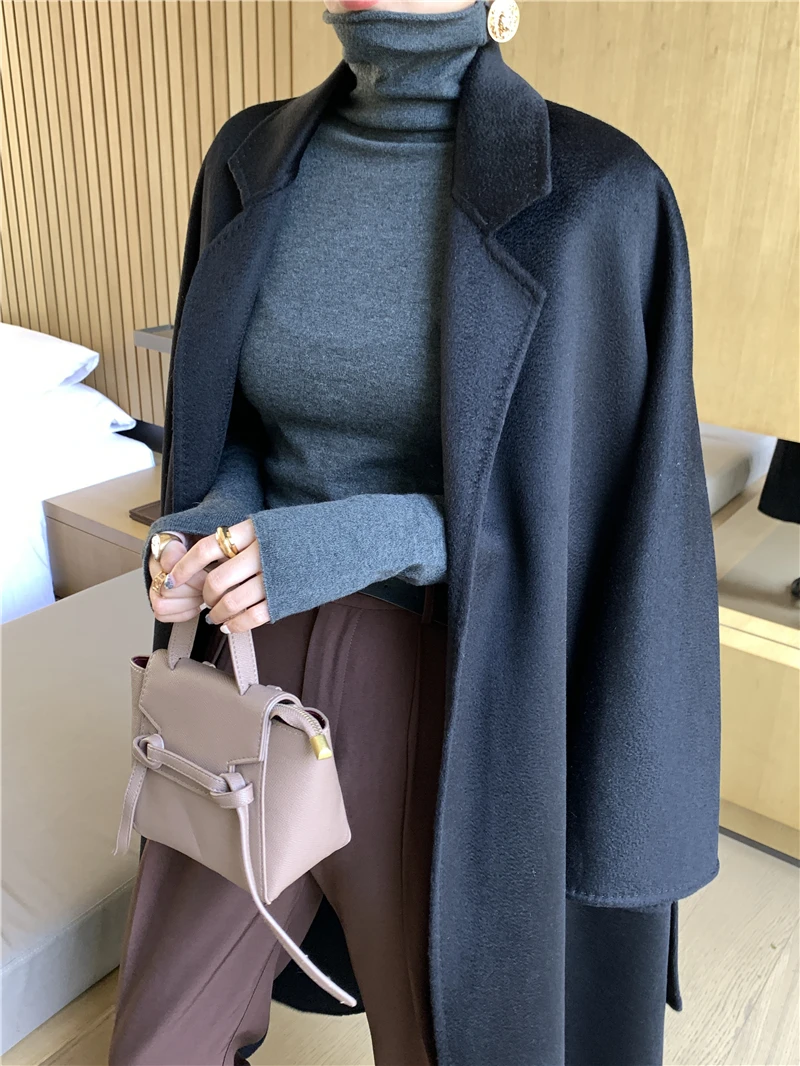 2024 Новое высококачественное кашемировое пальто с волнистой водой осень-зима 90%